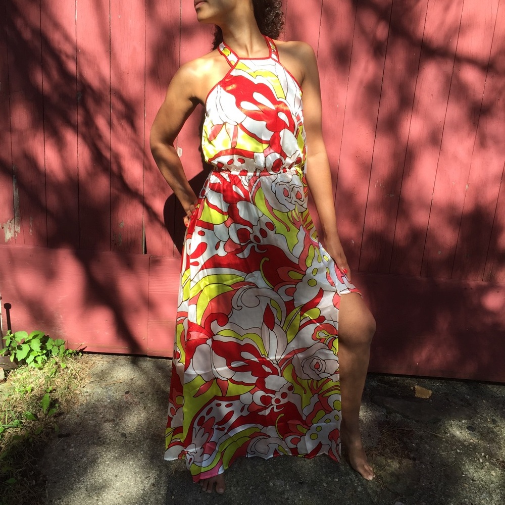Groovy Retro Print Maxi Dress